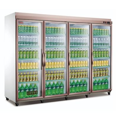 4 Doors Split Fridge And Freezer Upright Commercial Supermarket Refrigerator