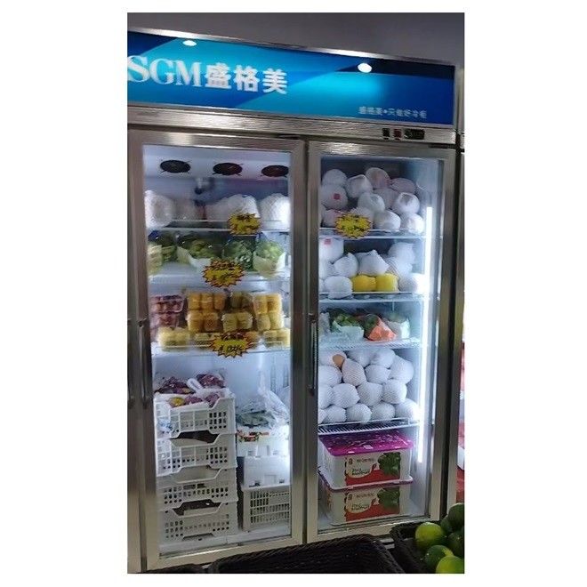 Fruit Vegetable Display Cooler Fan Cooling Refrigerated Display Cabinets Customized